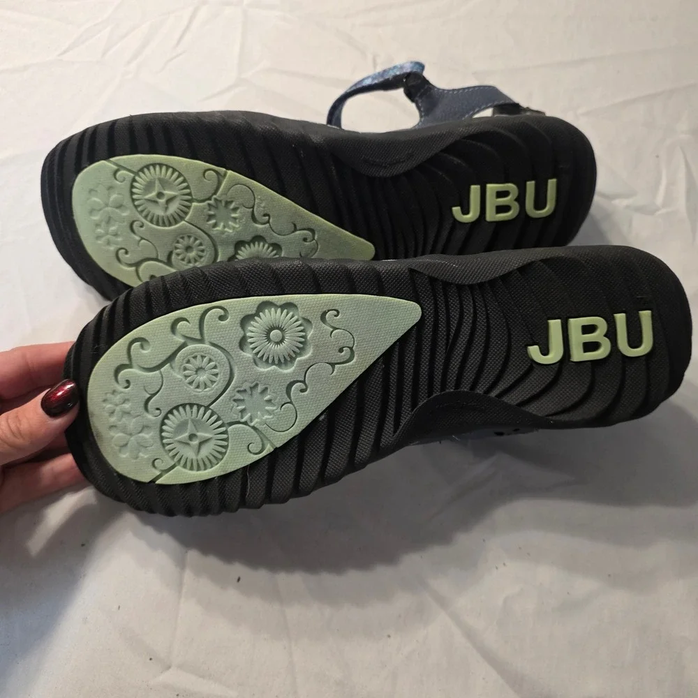JBU by Jambu Comfort Shoes Womens Navy Mary Jane Flats Floral Cutout Memory Foam